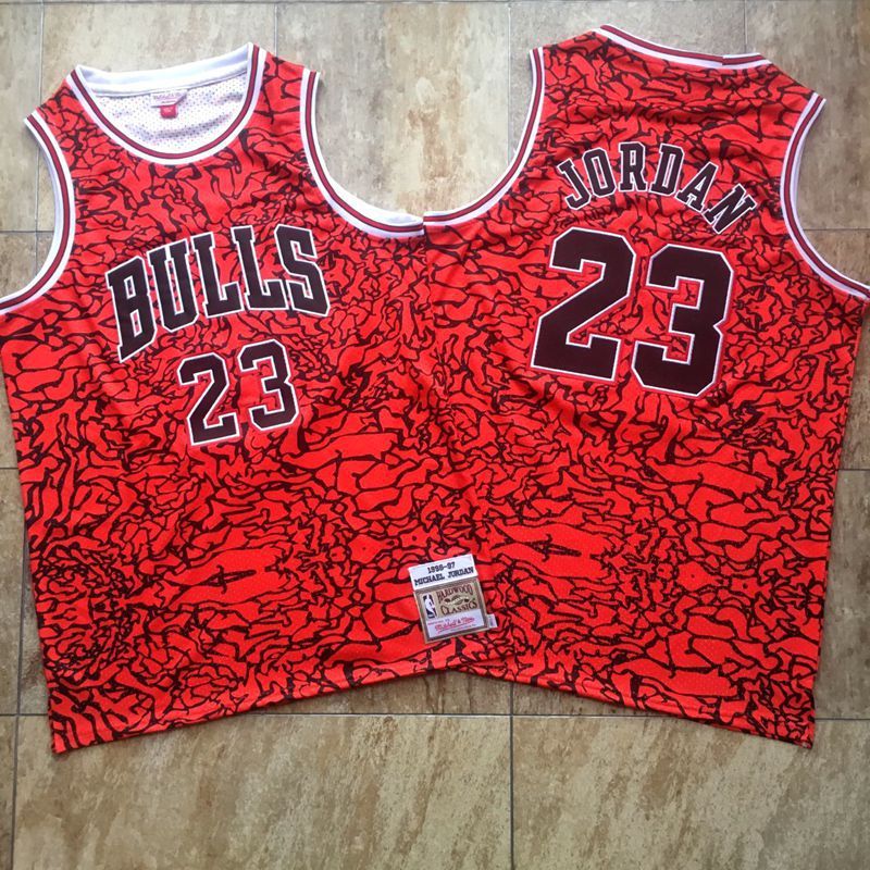 Men Chicago Bulls #23 Jordan Red split tight embroider Mitchell&Ness NBA Jerseys->miami heat->NBA Jersey